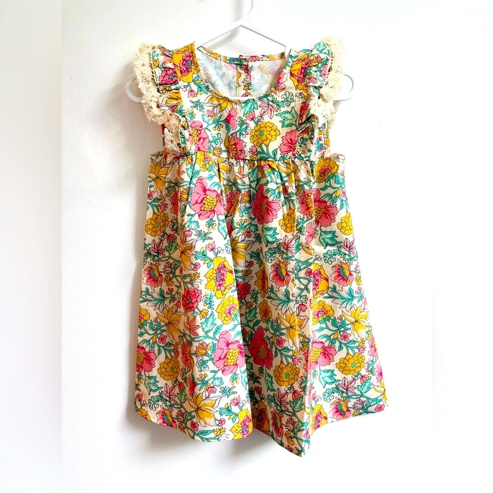 Kids Floral Embroidered Sleeveless Dress | Retro look